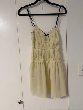Zara Cream Sundress with Black Straps and Bow